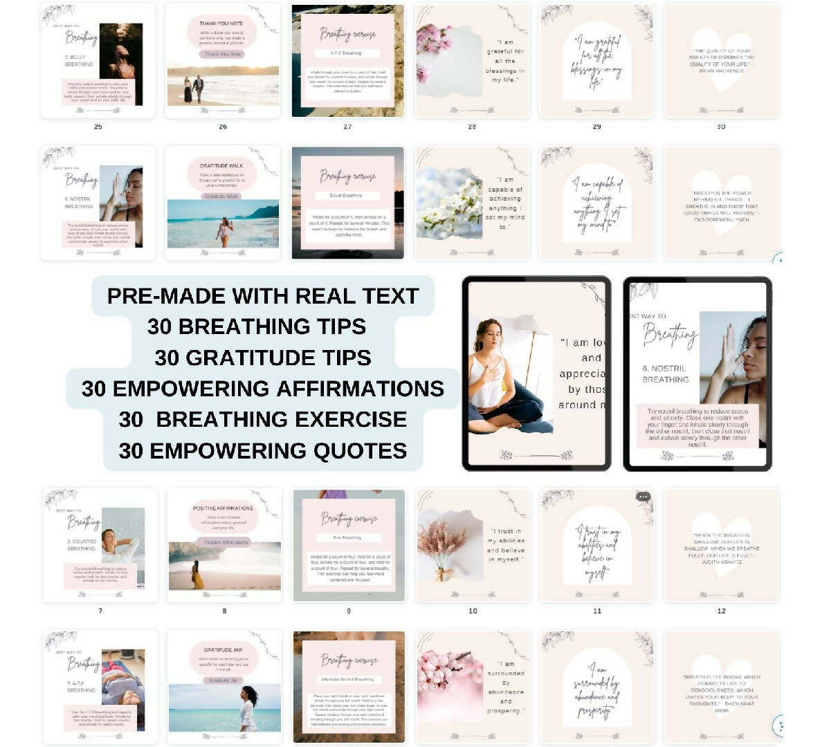 240 Breathing and Gratitude Templates Bundle