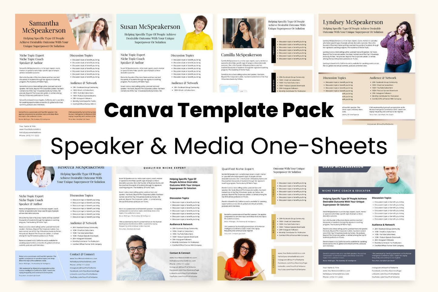 Speaker & Media Profile One-Sheets Canva Template Pack