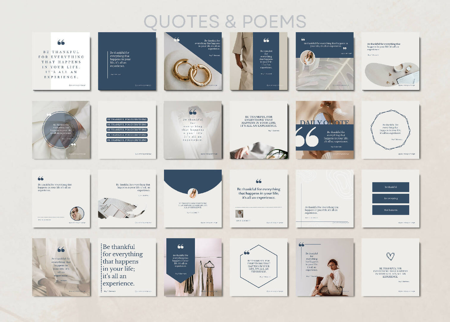 98 Instagram Multipurpose Canva Template Bundle For Quotes & Poems. Best for Coaching, Fashion and Wellness.