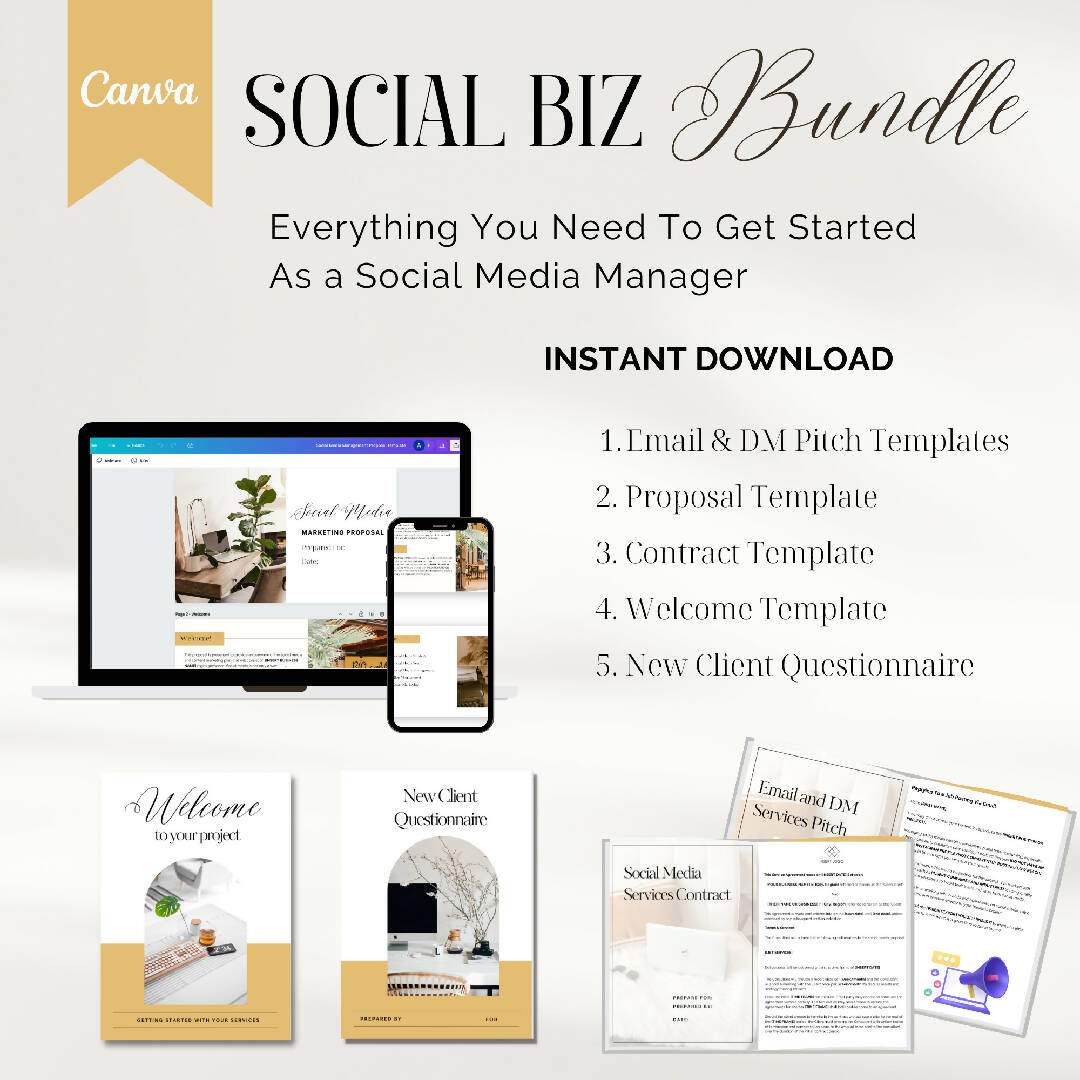 Social Biz Bundle| Social Media Manager Template Package
