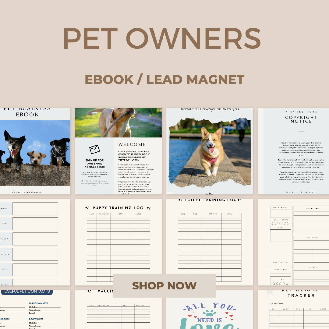 Professional Canva Template Bundle for Dog Walking and Pet Sitting Businesses: Website, eBook, Social Media, Flyers, Price List, Business Card, Email Signature