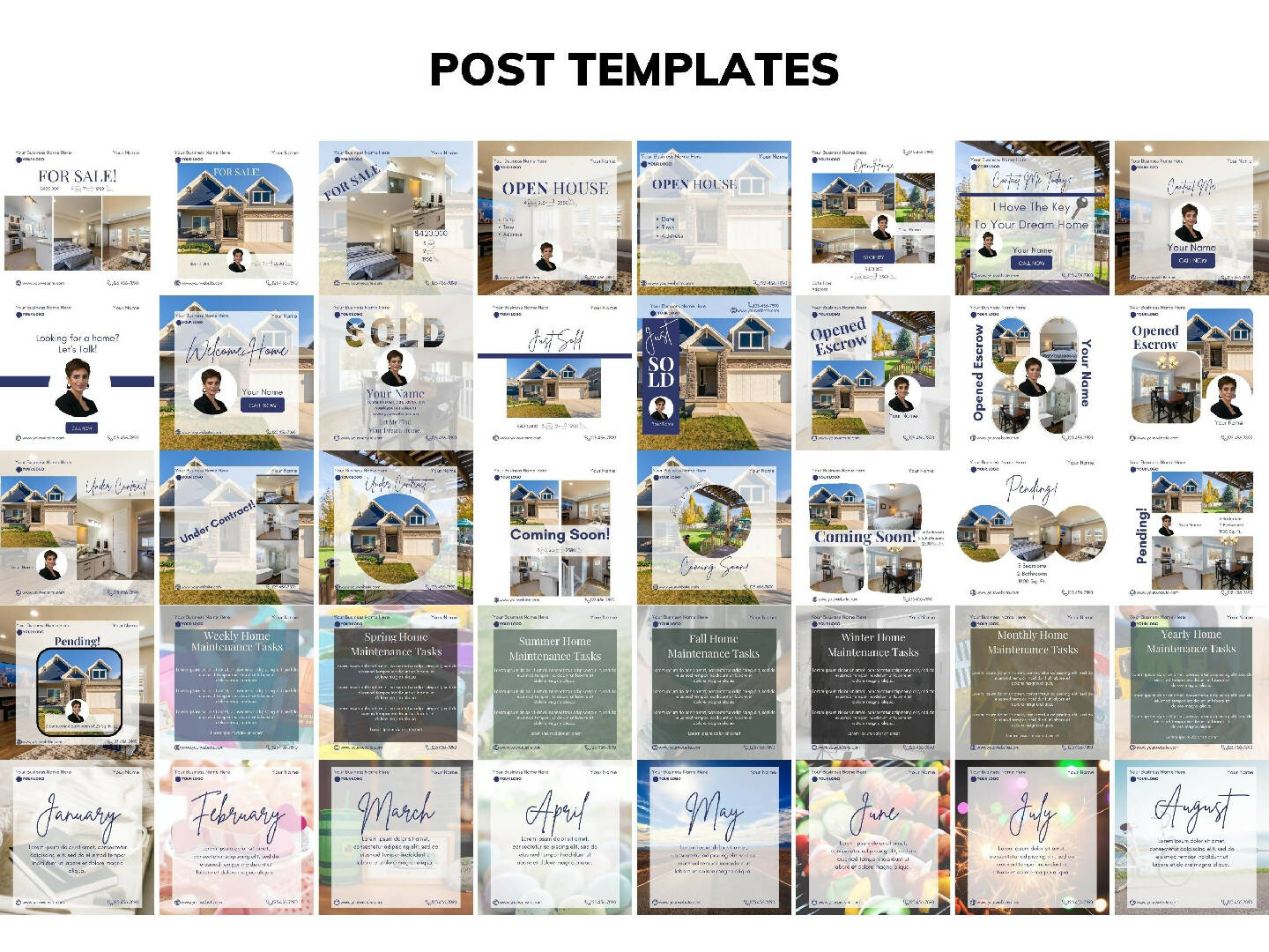 FULLY EDITABLE Instagram Real Estate Themed Canva Templates
