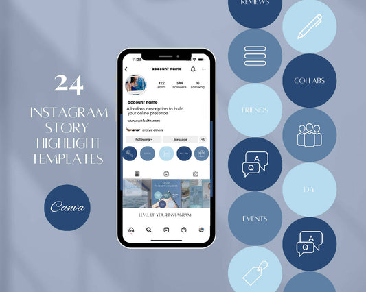 24 Blue Instagram Story Highlight Covers for Social Media