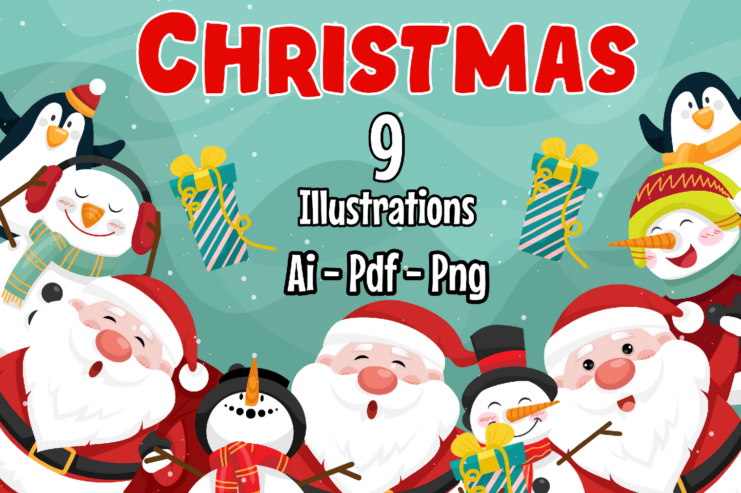 Festive Christmas Graphics Bundle - 9 Files for All Your Holiday Crafting Needs!