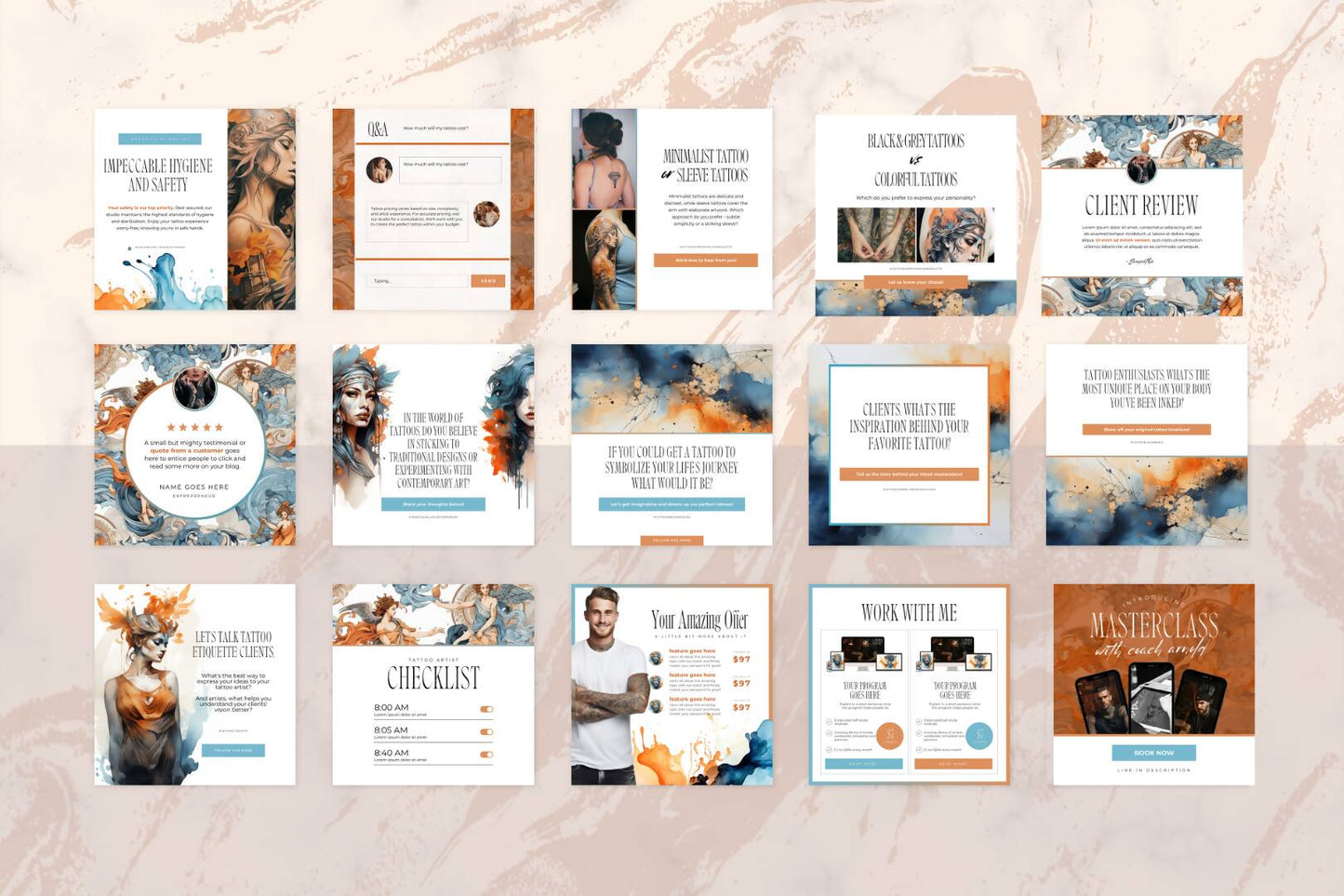 InkCraft Social Media Pack – Your Ultimate Solution for Captivating Tattoo Business Posts on Canva!